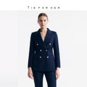 套装 TieForHer奢华系列985色号 西服裤 装 高圆圆款 藏青色羊毛西装