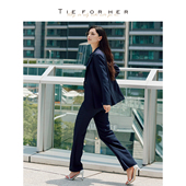 TieForHer 子 梨形百搭裤 Ecole7日神裤 垂感藏青舒适通勤直筒西裤