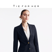 TieForHer奢华系列 藏青暗格纹羊毛通勤西装 038色号 吴千语款
