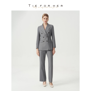 通勤两件套套装 阔腿裤 tz501 Tzee5系列高智感烟灰色西装 TieForHer