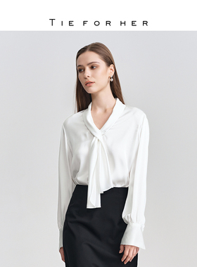 TieForHer Miro博主同款飘带衬衫女优雅气质 高级通勤氛围感上衣