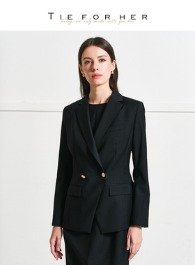 TieForHer Harvard学府西装 黑金小个子羊毛极简通勤女士西装外套