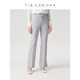 TieForHer灰色微喇中腰开衩显瘦修身 十一分职场百搭通勤直筒神裤