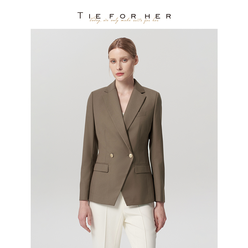 双排扣通勤小个子女士西装上衣