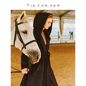 TieForHer 女冬 羊毛长款 WGC系列 白金大衣大翻领连帽慵懒风浴袍款