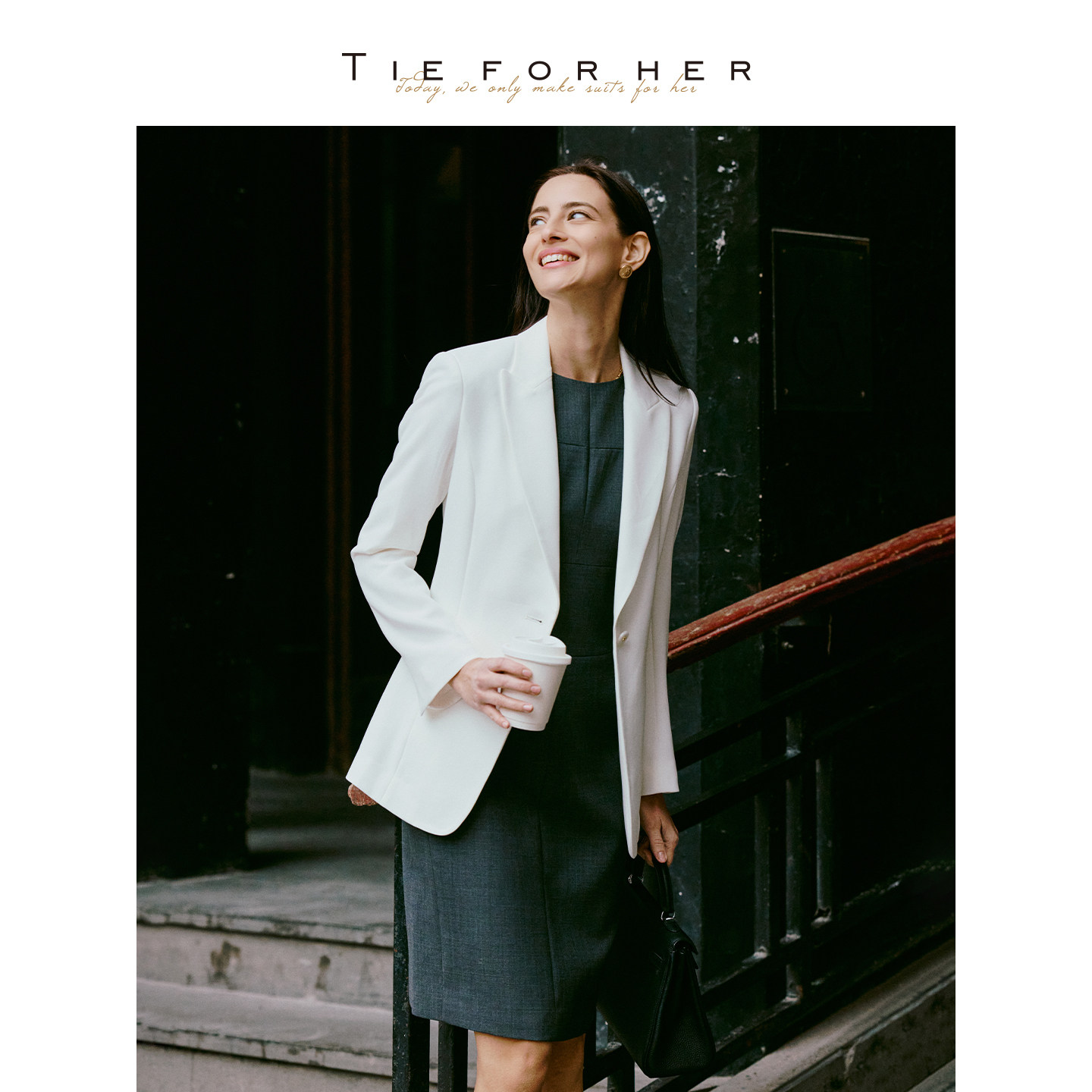 TieForHer奢华系列 992色号 高智灰色羊毛通勤套装女士西装连衣裙