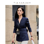 Leona羊毛西装 外套 女士收腰显瘦 TieForHer 高级感三角扣西装