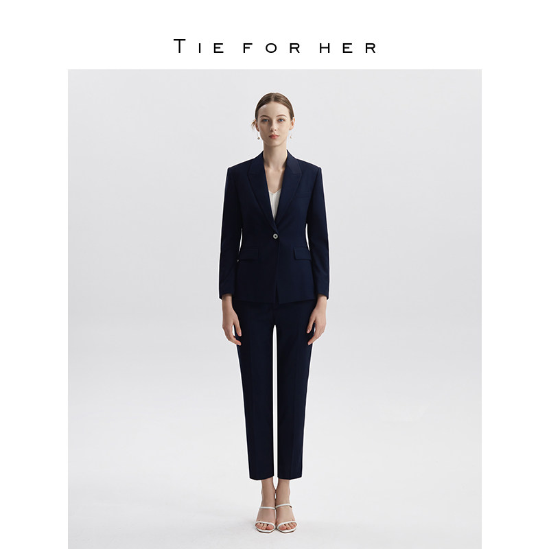 TieForHer丽制 OL系列丨时尚通勤气质单排扣西装九分裤套装