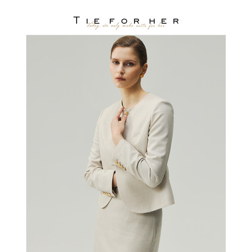 单排扣短外套TieForHer