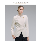 TieForHer 显瘦百搭职场上衣 外塔女 Parma 香草蛋羹色圆领西装