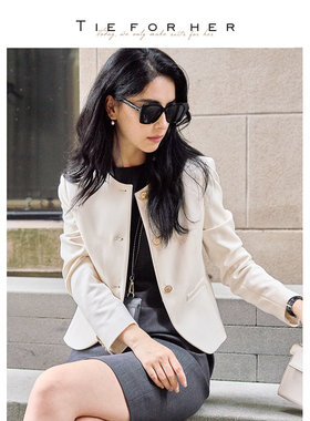 TieForHer Beverly比弗利小香风短外套女圆领法式高级感通勤上衣