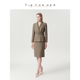TieForHer深卡其经典 女士单西小外套 复古优雅气质短款 修身 腰带款