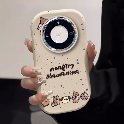 泼墨小熊适用于苹果17pro手机壳12可爱16镜框15xr8小胖妹14plus11