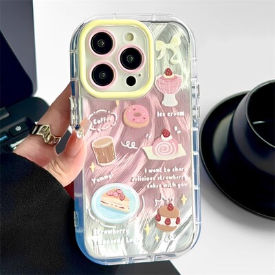 缤纷甜点适用华为NOVA10手机壳P70奶油羽纱荣耀80简约可爱X40I9X