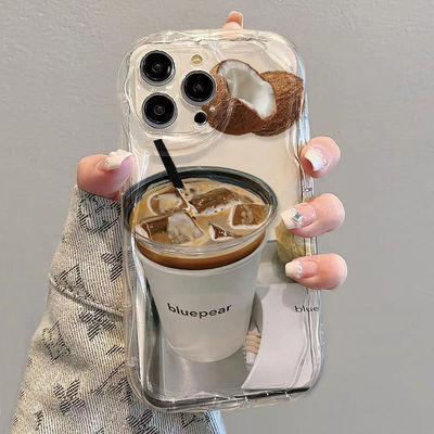 咖啡美椰适用于小米CIVI手机壳15PRO时尚11红米K70奶油NOTE13艺术