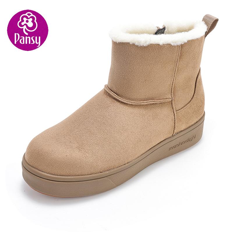保暖短靴棉鞋pansy雪地靴冬季