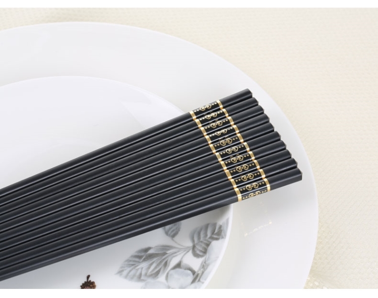 齐泉合金8筷子家用家庭装 中式礼品筷酒店筷家用筷子防滑套装10双