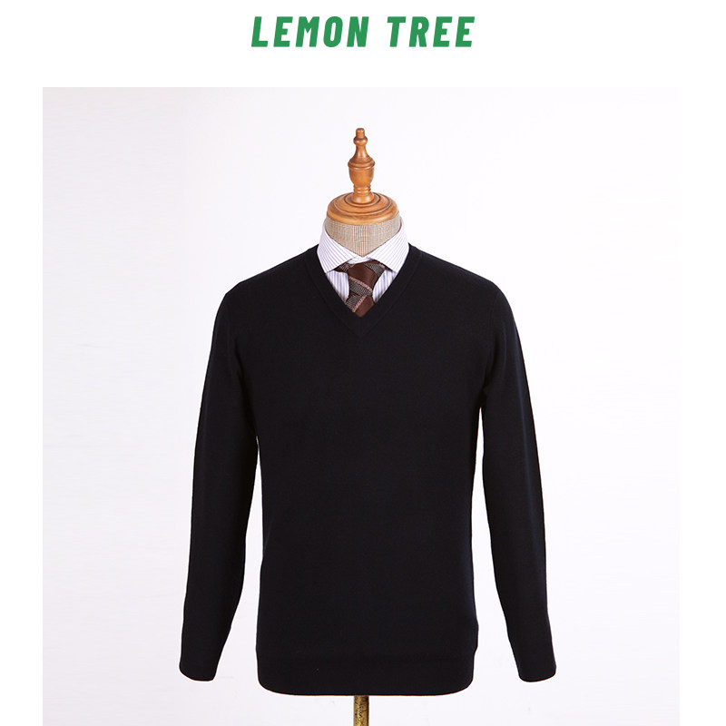 Lemon Tree 玉米纤维聚乳酸男士【羊绒衫】v领套头长袖商务