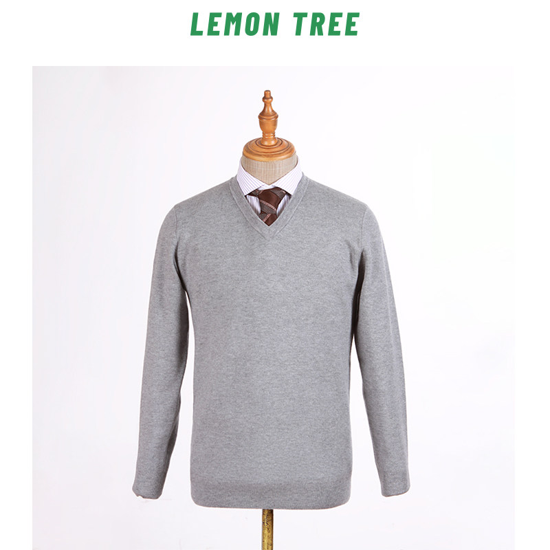 Lemon Tree 玉米纤维聚乳酸男士【羊绒衫】v领套头长袖商务