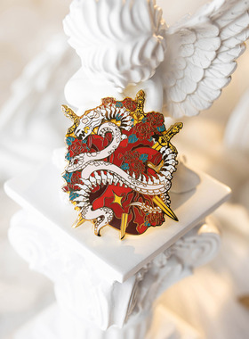 【月色星象】原创JK/DK小物金属珐琅徽章胸针【蛇骨心J】现货