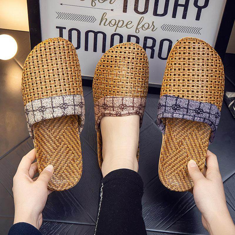 藤草拖鞋夏季天手工编织凉拖鞋家用居家包头防滑地板大码亚麻拖鞋,居家布艺,居家亚麻拖鞋,淘宝优惠券,粉丝福利购,淘宝优惠卷