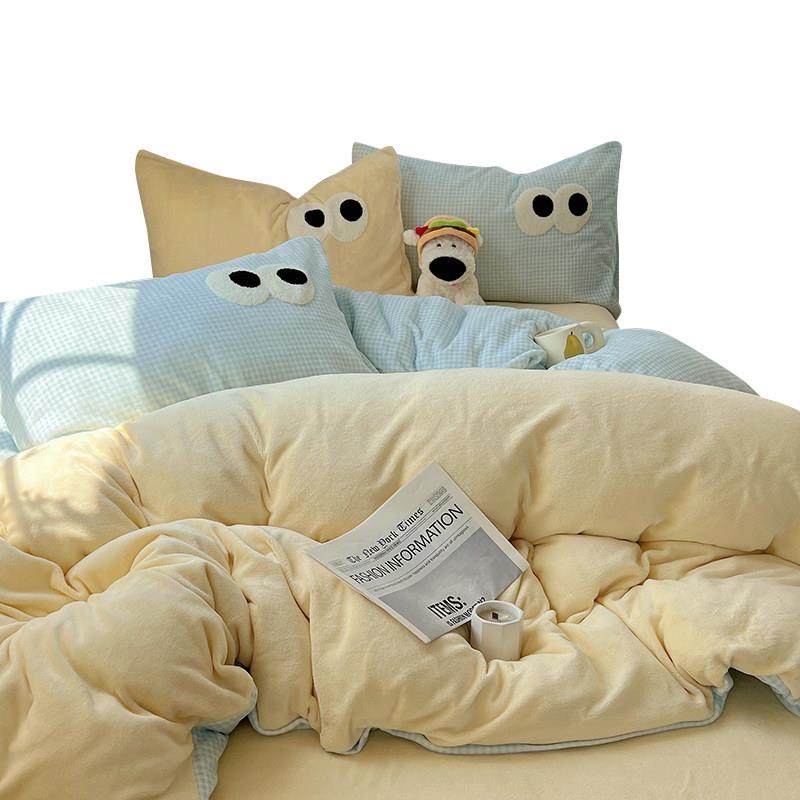 冬天被子四件套带被芯枕芯珊瑚牛奶绒床单被套被芯枕头一整套全套,床上用品,床品套件/四件套/多件套,淘宝优惠券,粉丝福利购,淘宝优惠卷
