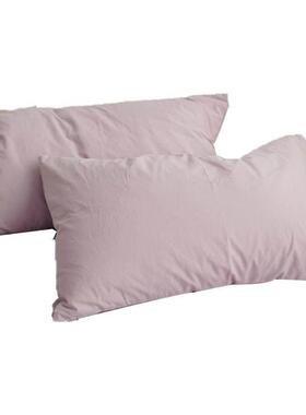 2024纯棉水洗棉枕套一对装家用100全棉48x74cm紫色枕芯枕头套整头