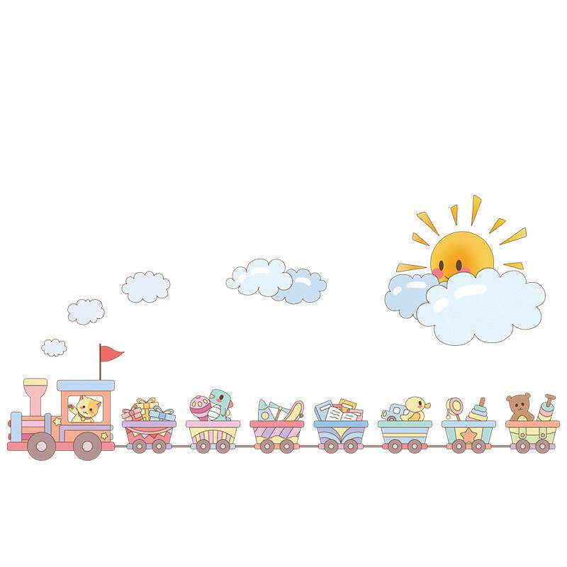 儿童房玩具小火车卡通可爱动物房间背景墙面装饰贴纸宝宝贴画墙贴