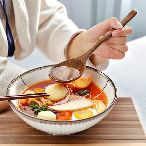 木质勺子吃饭用吃播嗦粉木勺长柄拉面勺木头喝汤勺日式超大干饭勺