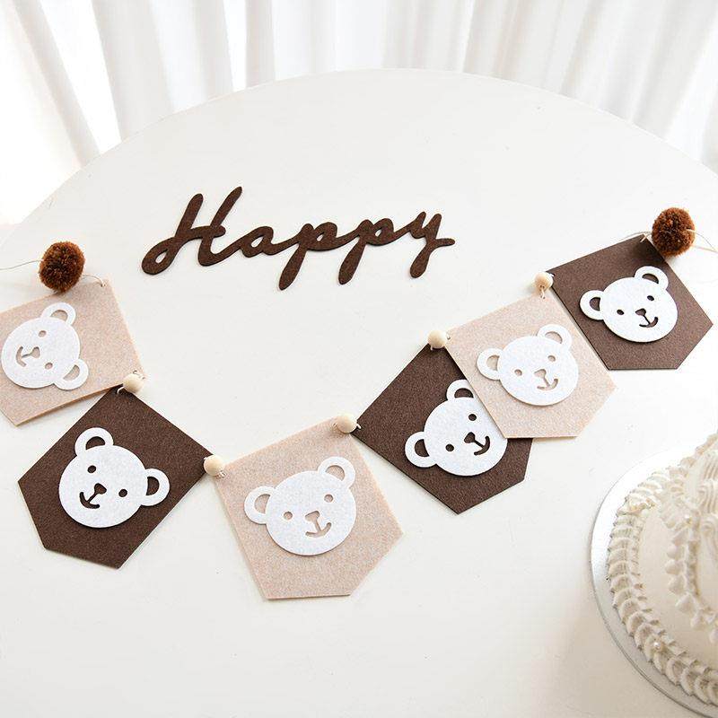 ins儿童1周岁生日装饰品宝宝派对小熊不织布毛毡布拉旗帆布条场景,节庆用品/礼品,气球,淘宝优惠券,粉丝福利购,淘宝优惠卷