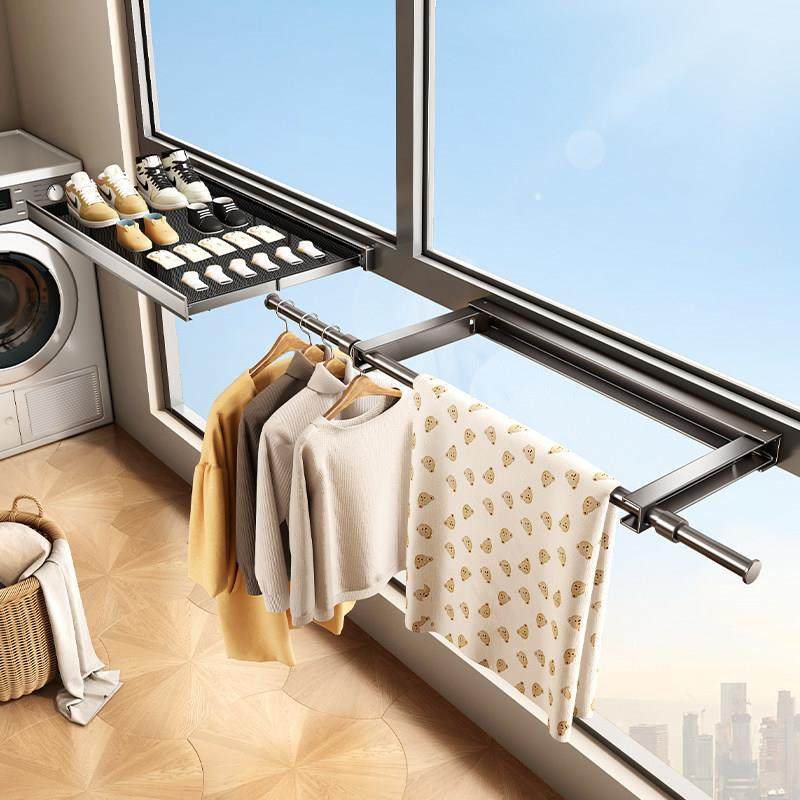 隐形晾衣架折叠挂杆伸缩晾衣杆室内家用免打孔晒被子阳台晾衣神器,收纳整理,壁挂晾晒架/网,淘宝优惠券,粉丝福利购,淘宝优惠卷