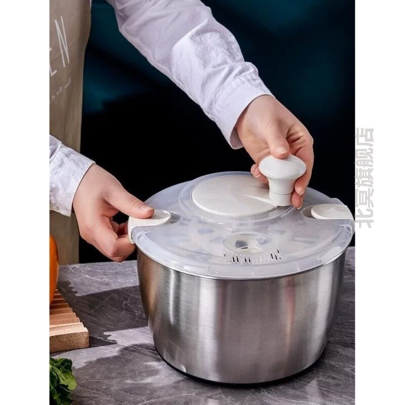 炸串甩油机蔬菜脱水器不锈钢手动旋转家用果蔬甩干洗菜沙拉脱水