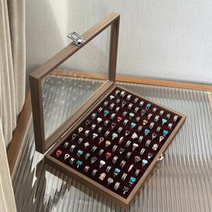 带盖绒布百位戒指盒大容量首饰盒钻戒盒子摆摊展示盒戒指收纳盒