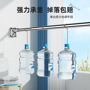 伸缩杆置物架晾衣杆伸缩免打孔阳台固定晾衣架不锈钢挂衣晒衣架免