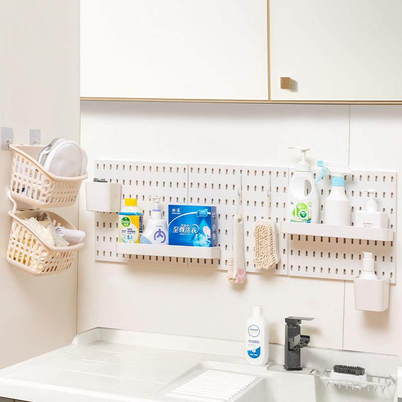 阳台置物架免打孔洞洞板收纳神器壁挂式水池墙上放洗衣液篮塑料篮,收纳整理,整理架/置物架/收纳架,淘宝优惠券,粉丝福利购,淘宝优惠卷
