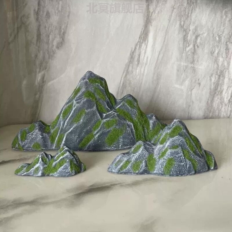 玻璃钢仿真青苔假山石头雪山流水微景观鱼缸造景玄关书桌装饰摆件