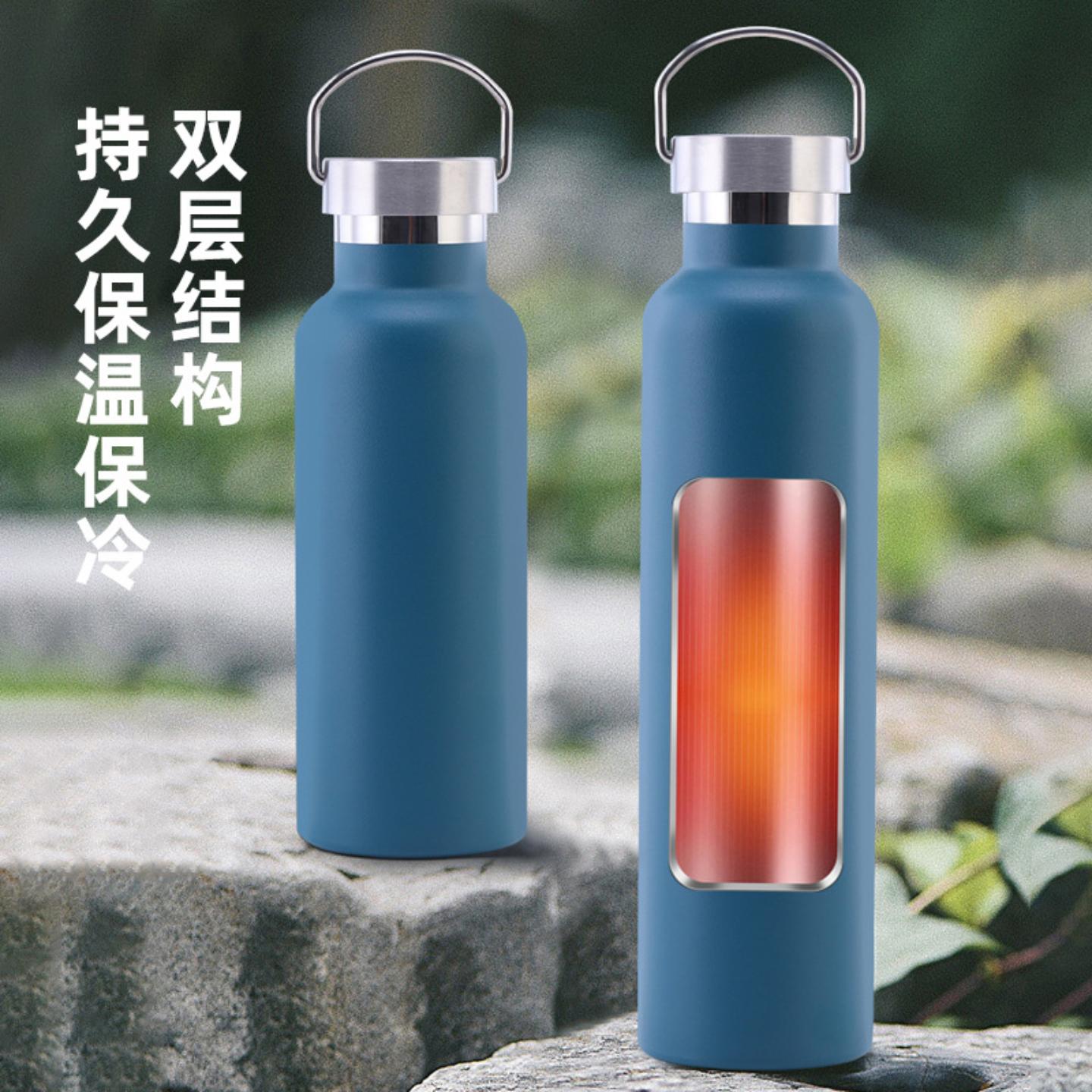 单层不锈钢水杯美式大口手提保温杯304不锈钢运动水壶户外骑行壶