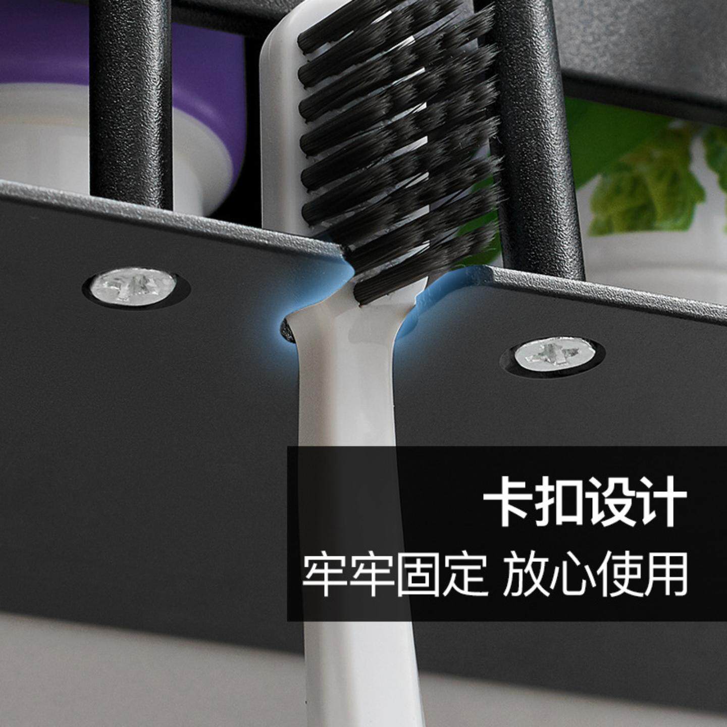 挂墙杯架牙刷置物架卫生间免打孔吸壁式漱口杯牙杯架壁挂太空铝电