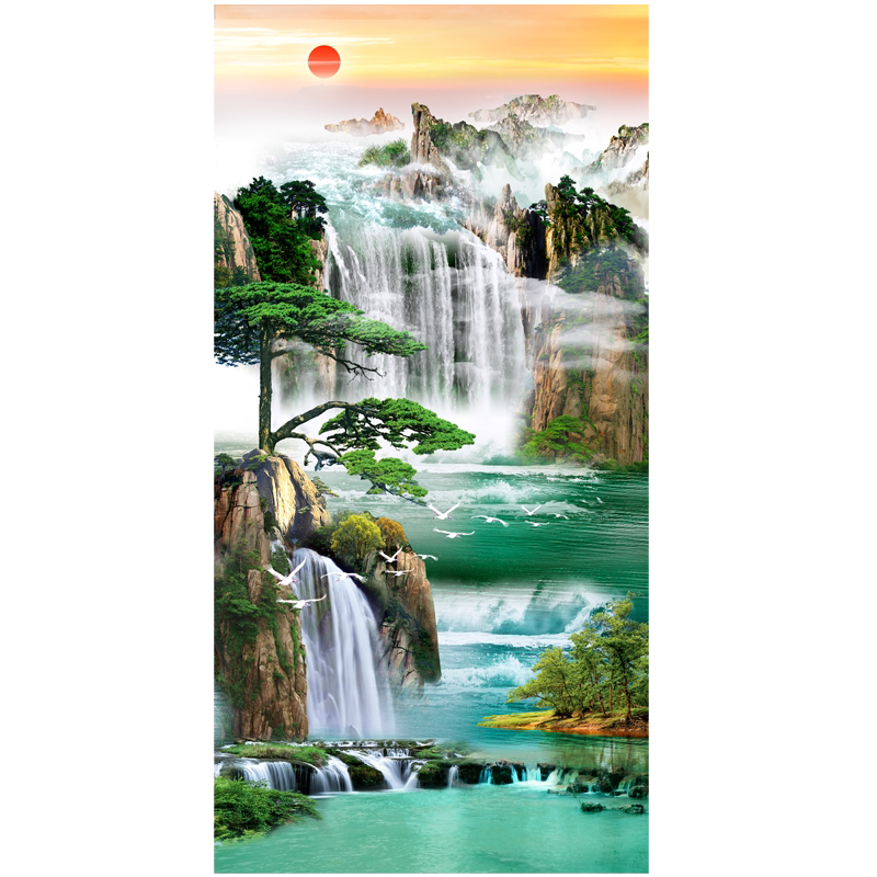 亿贴走廊玄关中式风景自粘壁画