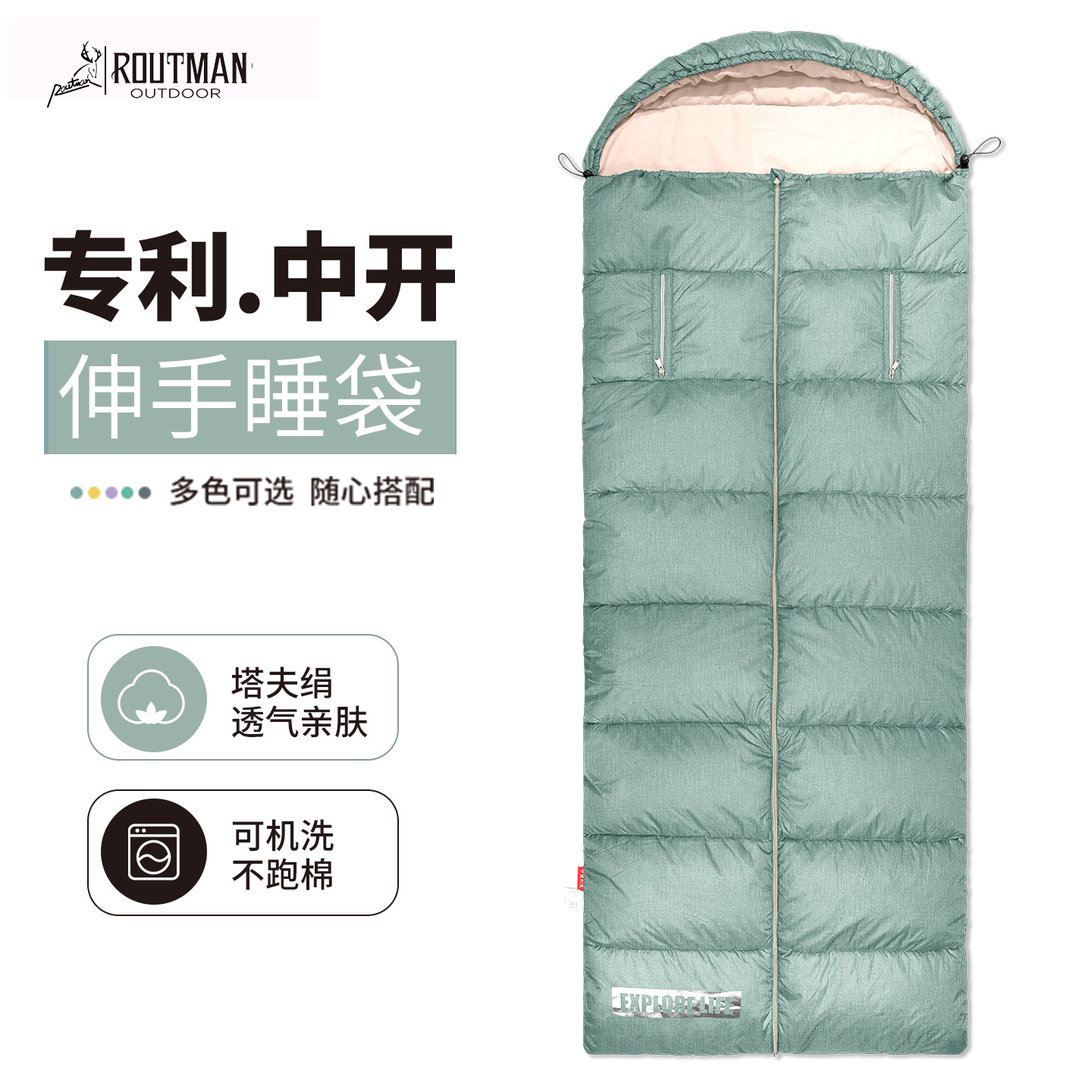 国家专利中开伸手睡袋