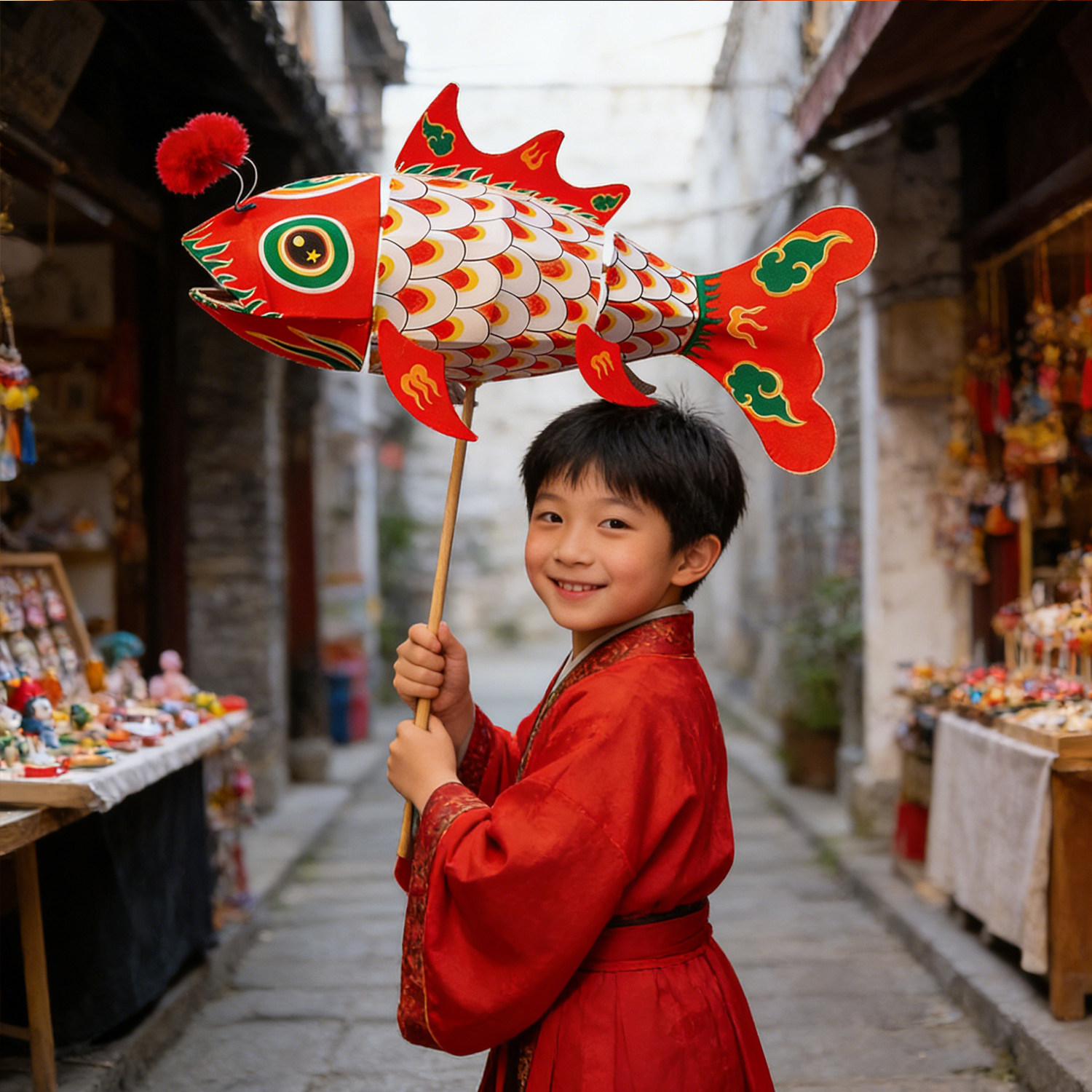 创意非遗儿童手工diy材料包制作鲤鱼灯笼元宵节新款花灯舞蹈道具