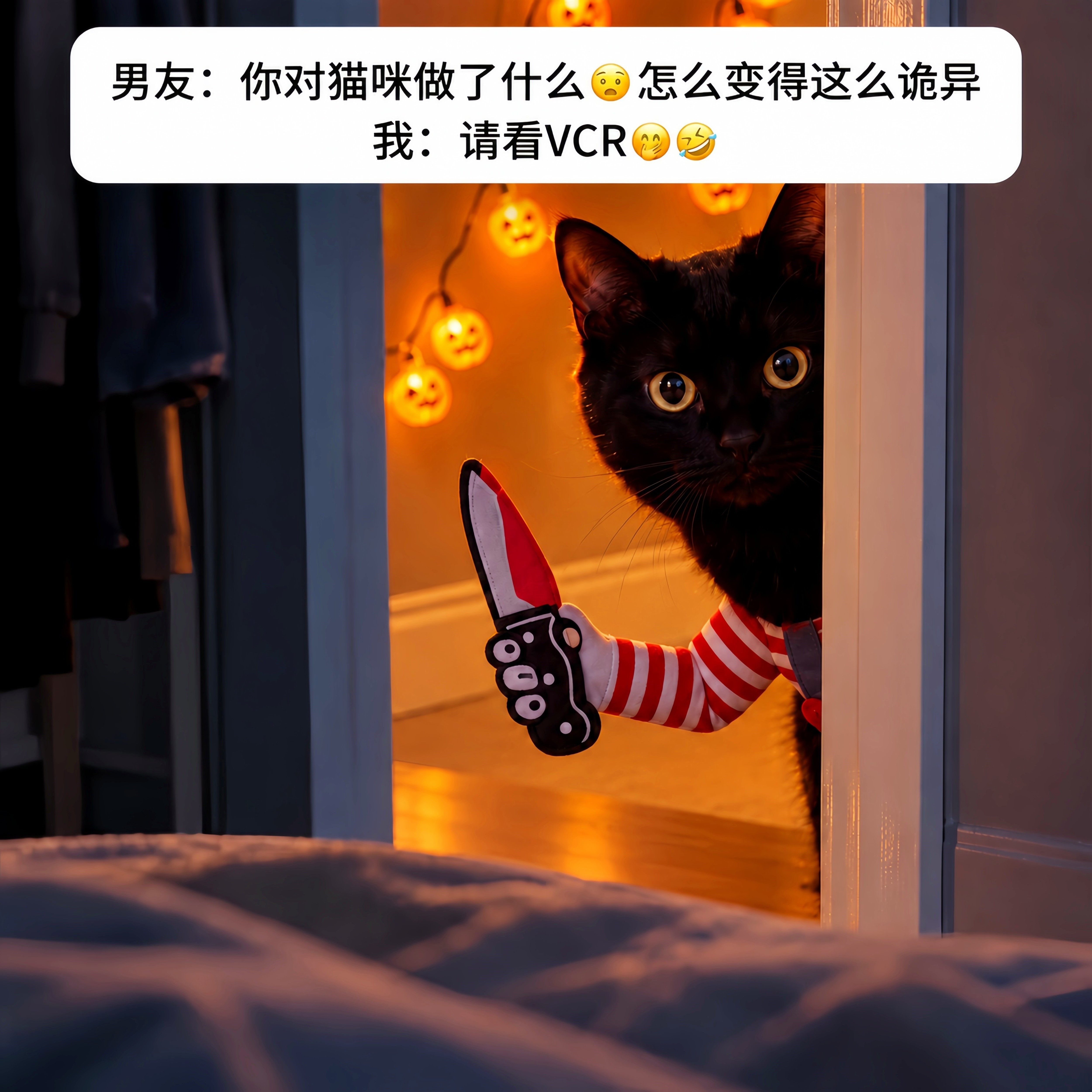 万圣节猫咪拿刀cos服搞怪衣服狗狗变身变装修女服饰装饰穿搭头饰