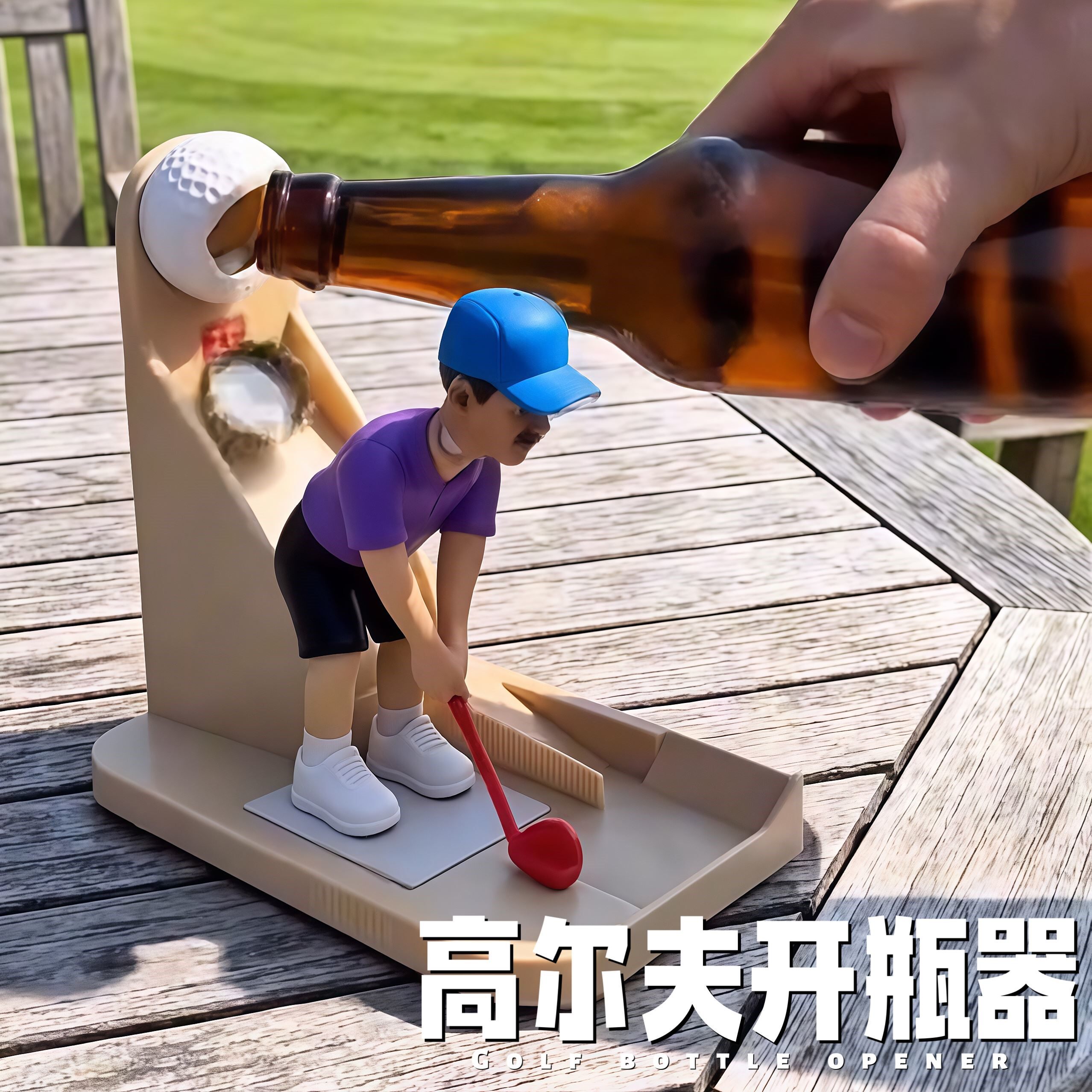 【高尔夫开瓶器】创意家居桌面摆件人偶小人趣味击球啤酒开盖器