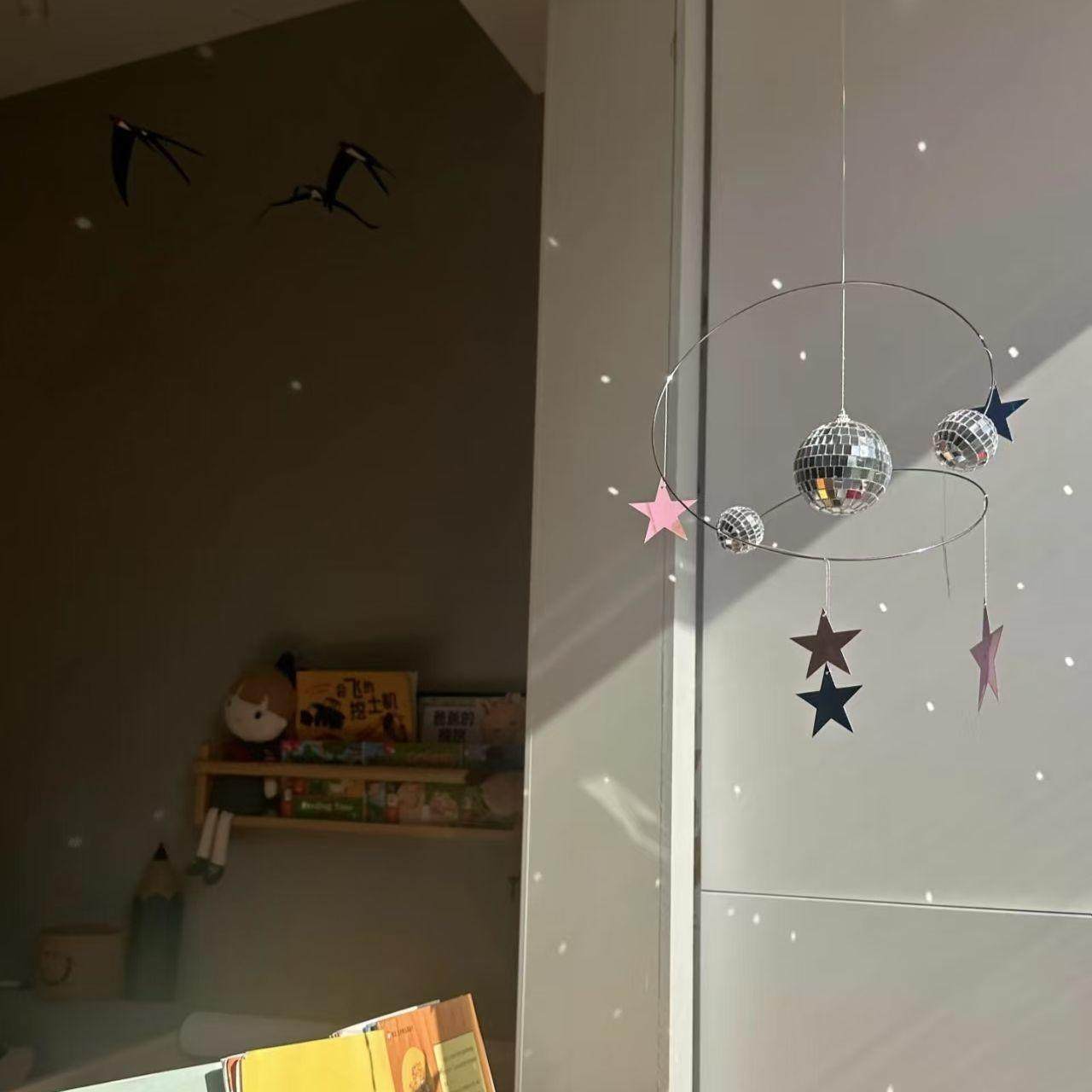 【梦核宇宙】阳光捕手迪斯科星球风铃星星反光挂饰手工DIY材料包