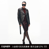 Unawares.复古美拉德做旧机车翻领擦色皮衣