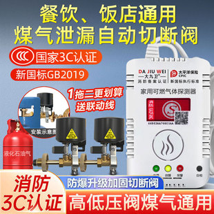 燃气报警器厨用房煤气罐漏气报警自闭阀饭店丙烷液化气专用切断阀