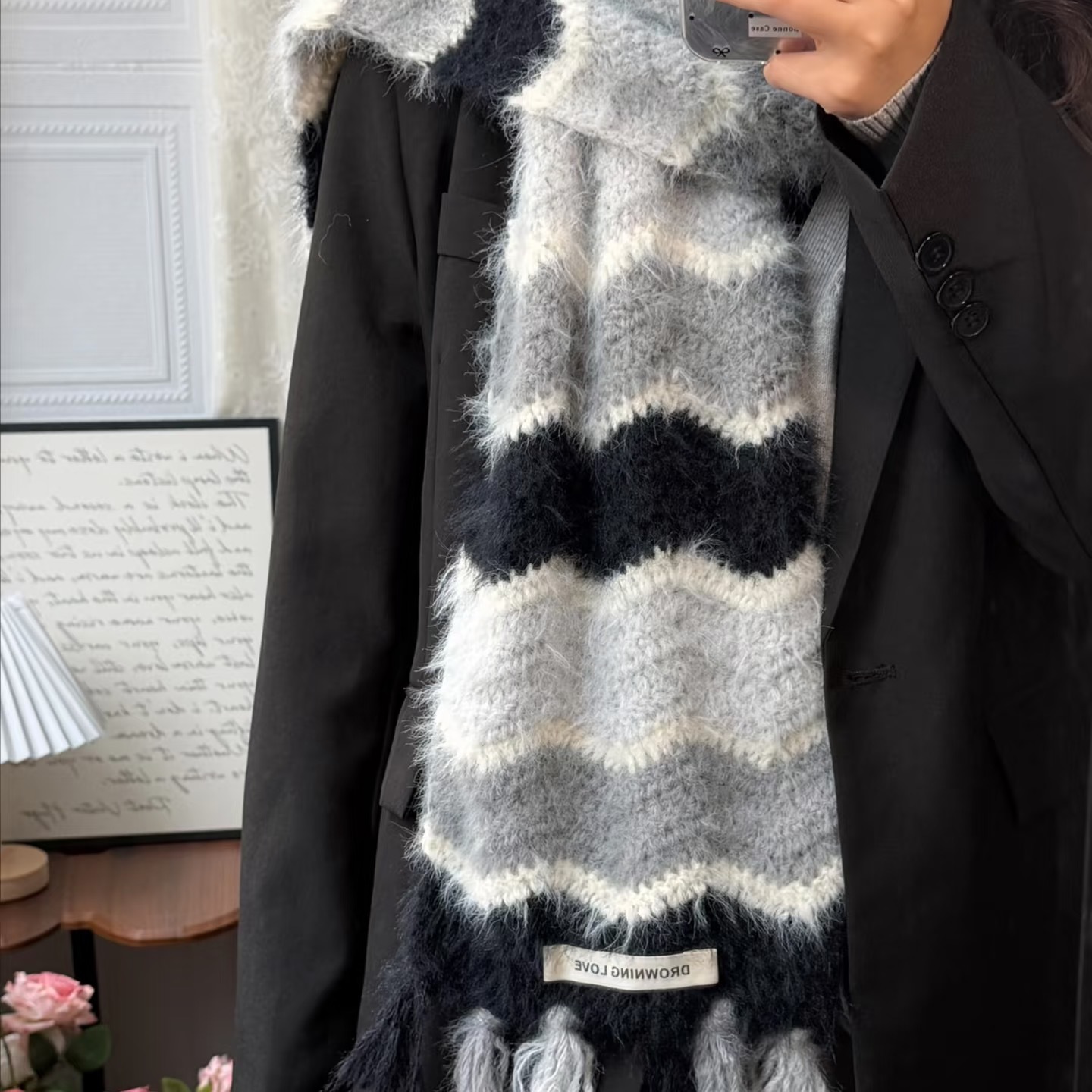 雪花纱围巾毛线手工diy手工礼物手工diy毛线团围巾钩针编织材料包