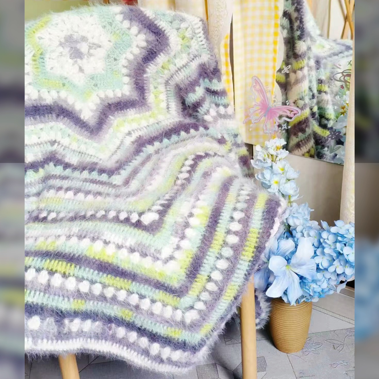 雪宝毛线钩针编织材料包编织材料包消磨时间的手工diy织毛毯钩织