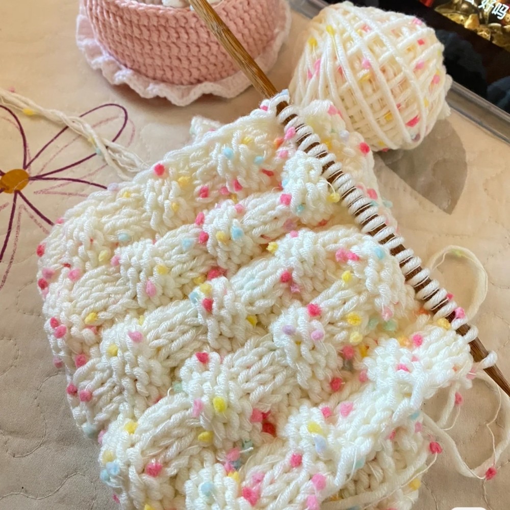 艾苏毛线手工编织围巾diy