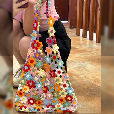 钩织花朵包包勾线手工编织钩针初学者材料包无聊解闷手工diy包